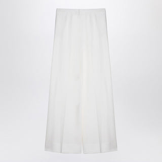 Cream-coloured Wool Flared Trousers - By Baano
