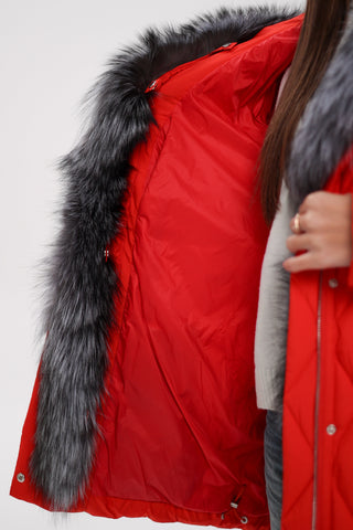 Genuine Silver Fox Down Fill Hooded Parka - By Baano