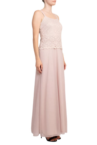 Marina Square Neck Sleeveless Embroidered Mesh Top Zipper Back with Jacket 2 Piece Set - By Baano