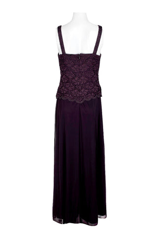 Marina Square Neck Sleeveless Embroidered Mesh Top Zipper Back with Jacket 2 Piece Set - By Baano
