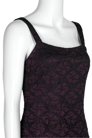 Marina Square Neck Sleeveless Embroidered Mesh Top Zipper Back with Jacket 2 Piece Set - By Baano