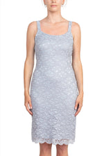 Marina Square Neck Sleeveless Sheath Zipper Back with Matching 3/4 Sleeve Jacket Mesh Dress - Glamourous Grace