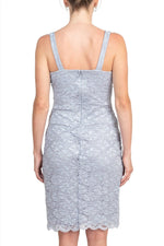 Marina Square Neck Sleeveless Sheath Zipper Back with Matching 3/4 Sleeve Jacket Mesh Dress - Glamourous Grace