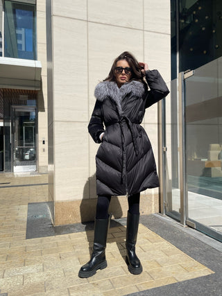 Amandine Genuine Silver Fox Down Parka - By Baano