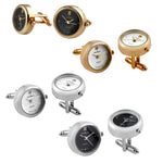 Men's Silver - White Real Working Time Cufflinks Peugeot Watches