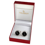 Men's Silver Black Real Working Time Cufflinks Peugeot Watches
