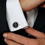 Men's Silver Black Real Working Time Cufflinks Peugeot Watches