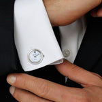 Men's Silver - White Real Working Time Cufflinks Peugeot Watches
