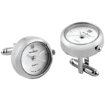 Men's Silver - White Real Working Time Cufflinks Peugeot Watches