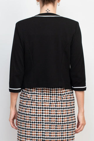 Studio One Scoop Neck Sleeveless Bodycon Chevron Pattern Knit Dress with ¾ Sleeves Open Front Jacket - Glamourous Grace