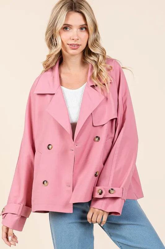 Mittoshop Double Breasted Long Sleeve Trench Coat Jacket - By Baano