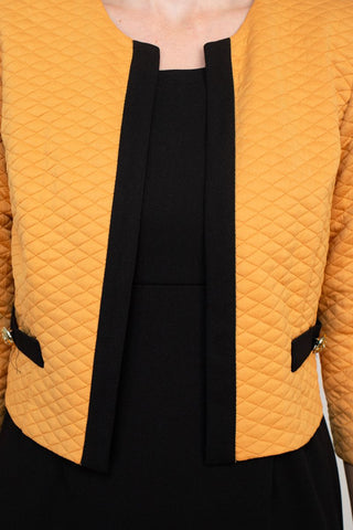 Studio One Scoop Neck Sleeveless Bodycon Zipper Back Solid Stretch Crepe Dress with ¾ Open Front Quilted Jacket - Glamourous Grace