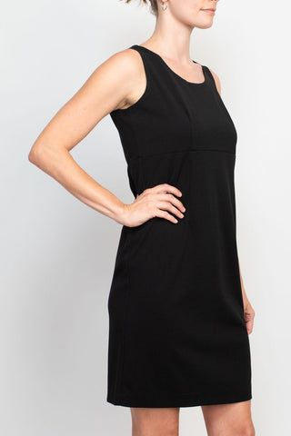 Studio One Scoop Neck Sleeveless Bodycon Zipper Back Solid Stretch Crepe Dress with ¾ Open Front Quilted Jacket - Glamourous Grace