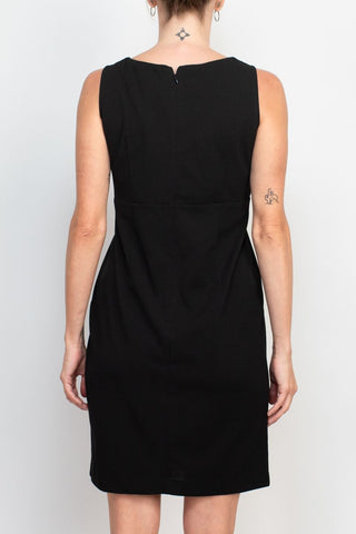 Studio One Scoop Neck Sleeveless Bodycon Zipper Back Solid Stretch Crepe Dress with ¾ Open Front Quilted Jacket - Glamourous Grace