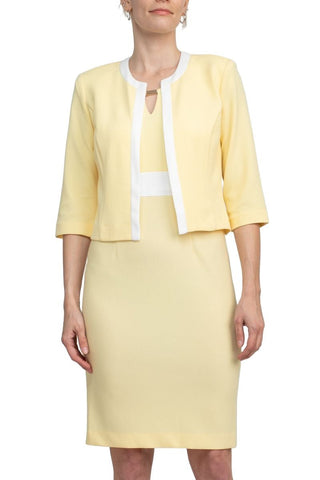 Studio One Scoop Neck Sleeveless Keyhole Banded Waist Sheath Dress with Matching Jacket - Glamourous Grace