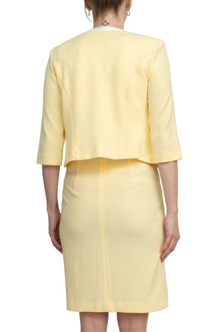 Studio One Scoop Neck Sleeveless Keyhole Banded Waist Sheath Dress with Matching Jacket - Glamourous Grace