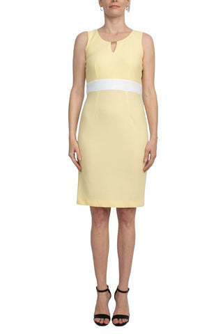 Studio One Scoop Neck Sleeveless Keyhole Banded Waist Sheath Dress with Matching Jacket - Glamourous Grace