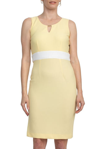 Studio One Scoop Neck Sleeveless Keyhole Banded Waist Sheath Dress with Matching Jacket - Glamourous Grace