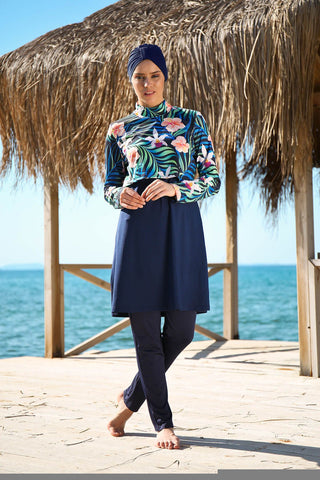 Lycra Navy Burkini Modest Swimwear 1971 - By Baano