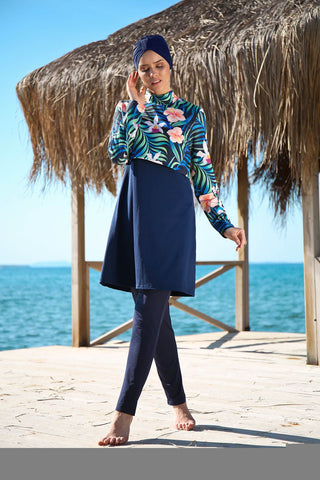 Lycra Navy Burkini Modest Swimwear 1971 - By Baano