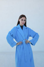 Classic Brushed Cashmere Wool Blend Overcoat in Azure