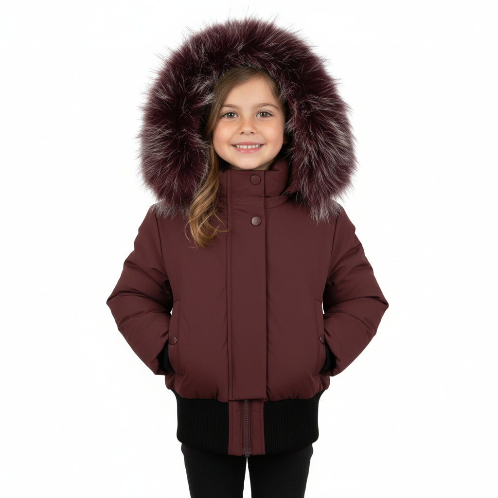 Pramie Girls Burgundy Bomber Jacket 4–16 | Stylish Kids’ Winter Outerwear