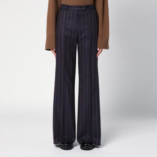 Blue wool-blend pinstripe trousers - By Baano