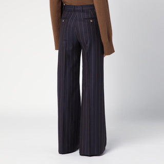 Blue wool-blend pinstripe trousers - By Baano