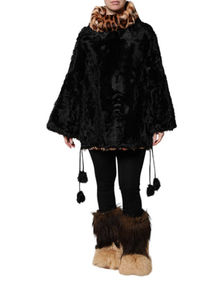 Dolce & Gabbana Black Lamb Fur Short Women Coat Jacket