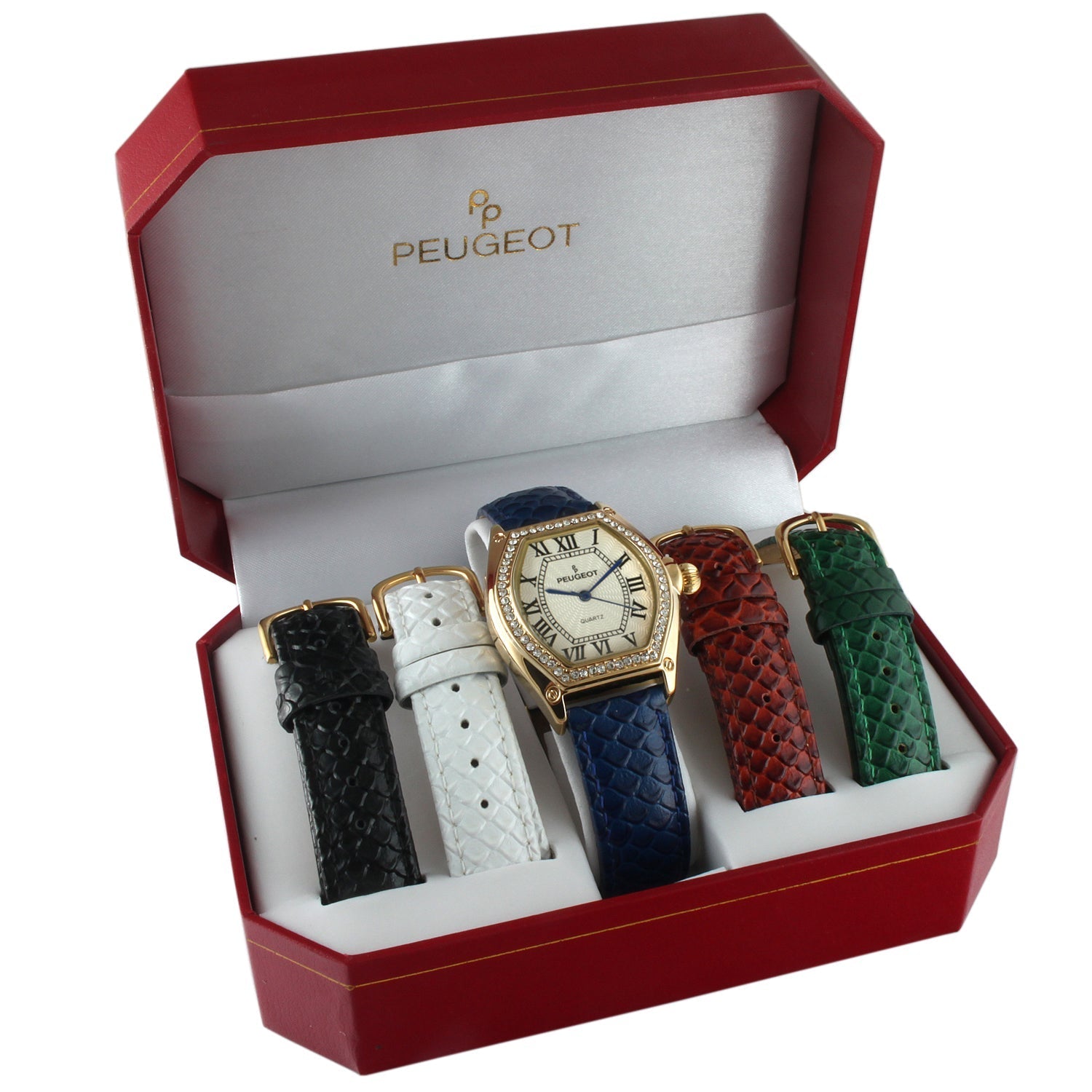 Women's Five Interchangeable Leather Bands Watch Gift Set Peugeot Watches