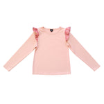 AA Pink Top with Metallic Ruffle