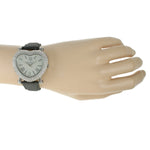 Women's 38mm Black Crystal Heart Watch with Leather Strap Peugeot Watches