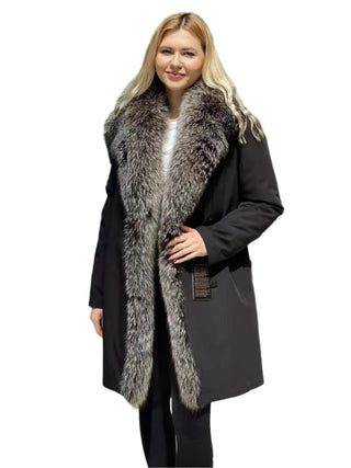 Genuine Silver Fox Fur Trim Rabbit Fur Insulated Parka - By Baano