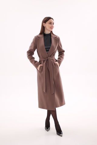 Harrington Classic Wraparound Overcoat in Mocha Mousse
