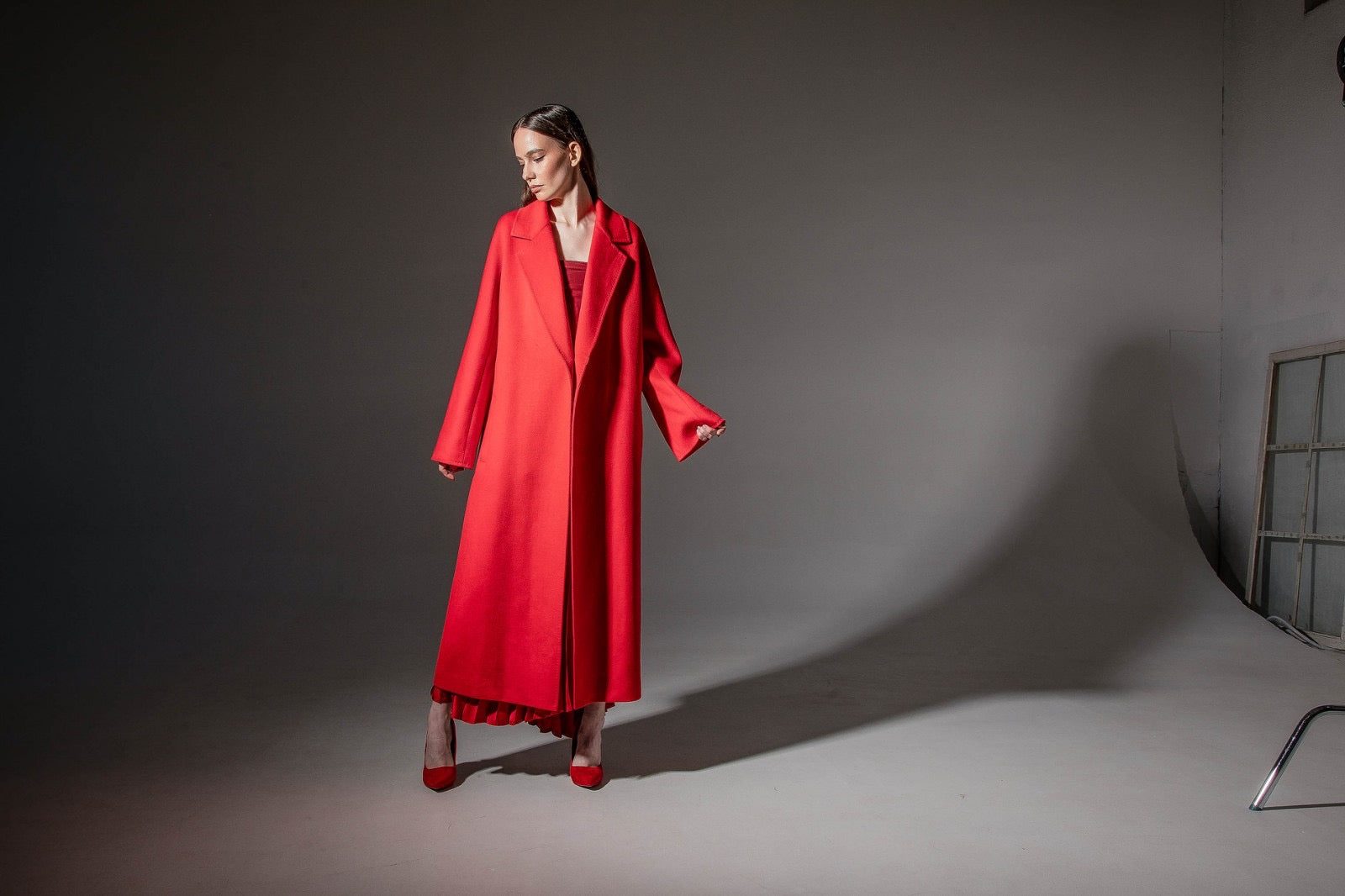 Chester Premium  Wool Cashmere Coat in Sicily Red