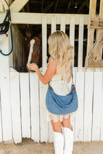 Denim Half Moon HydroHobo® Bag- bottle included