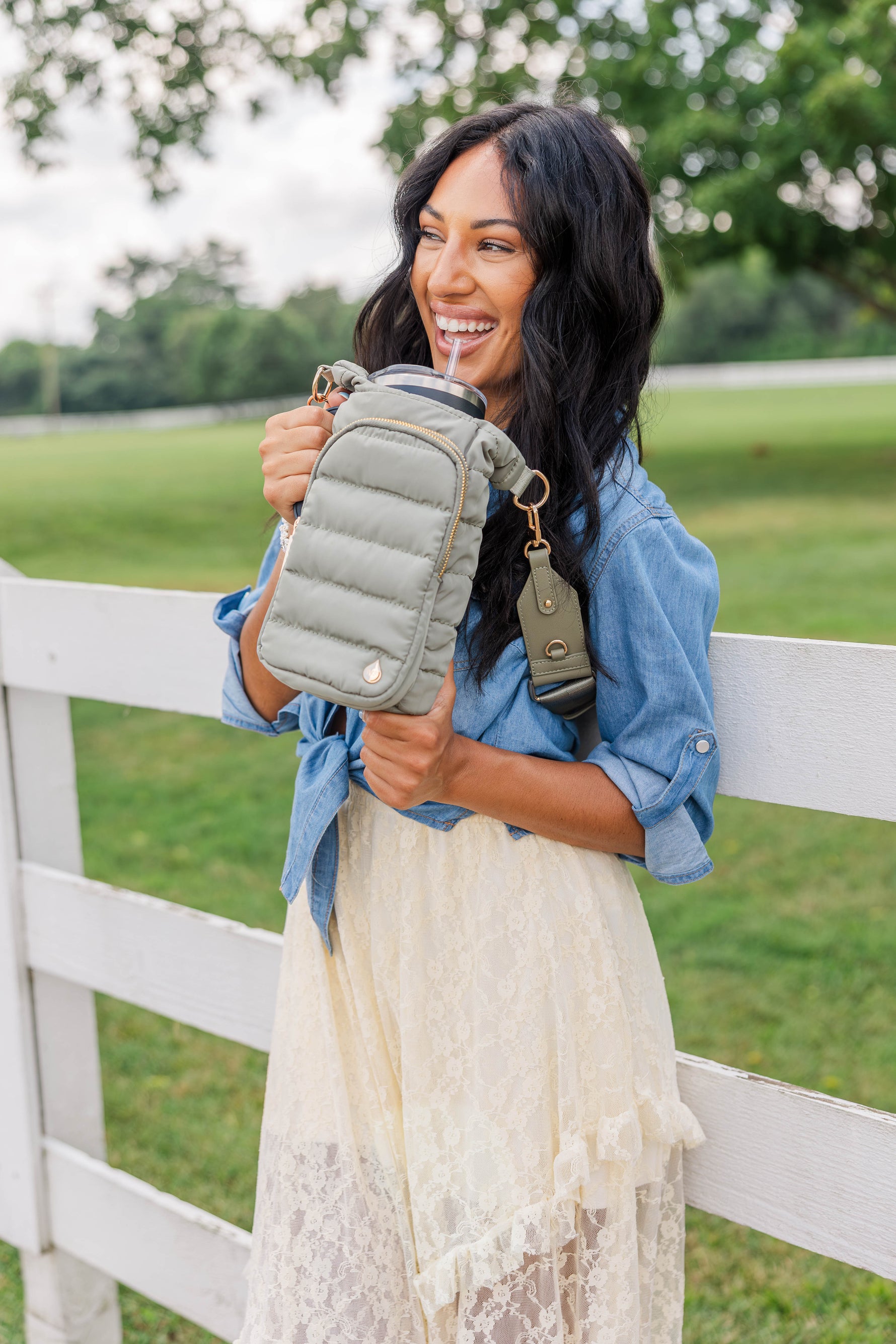 HydroBag® HANDLE™ - Sage Green with Sage and Tan Strap