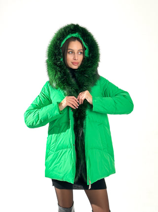 Genuine Silver Fox Fur Down Fill Parka - By Baano