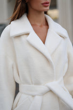 Eco Fur Wool Blend Coat in White