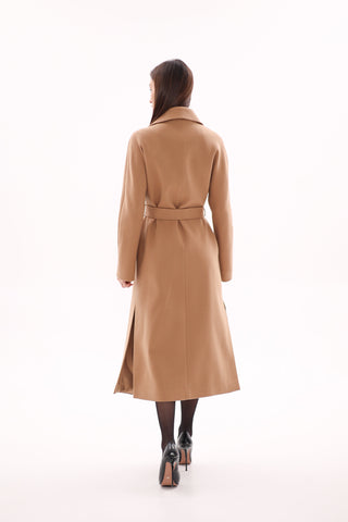 Cambridge Comfort Classic Wraparound Wool Blend Overcoat in Camel