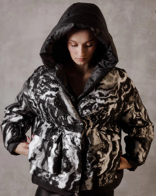 Marble Jacquard Down Fill Coat - By Baano