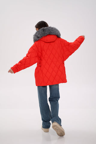 Genuine Silver Fox Down Fill Hooded Parka - By Baano