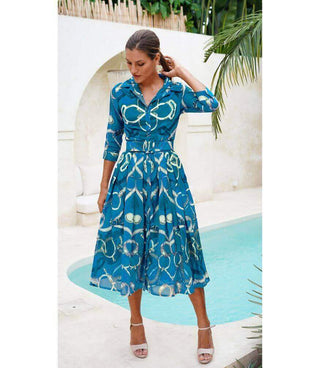 Audrey Dress #1 Sea Blue Long Dress - By Baano