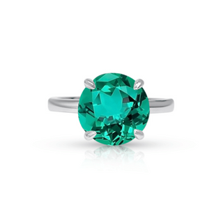 3.0ct Round Cut Lab Emerald Solitaire Engagement Ring Ring Deluxe Fine Jewelry