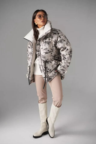 Monochrome Jacquard Down Fill Coat - By Baano
