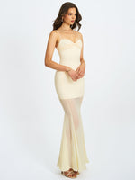 Zayne Butter Yellow Ruch Breast Chiffon Mermaid Maxi Dress