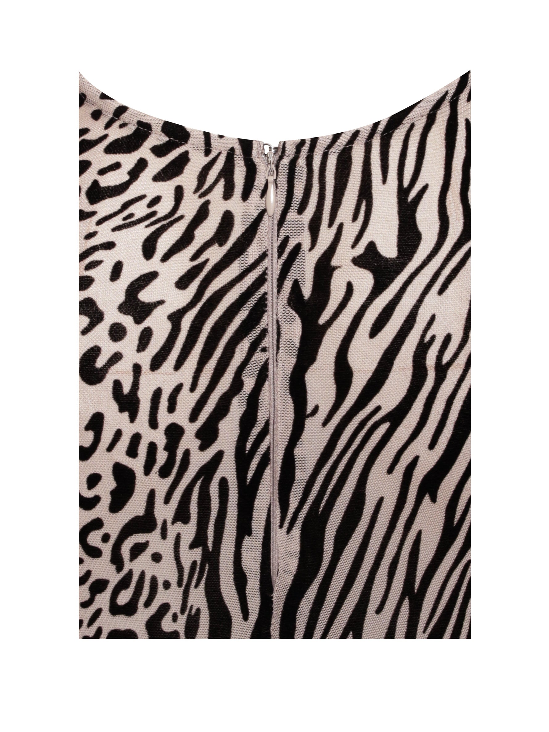 Waylynn Nude Black Animal Print Burnout Velvet Detail Mesh Backless Maxi Dress