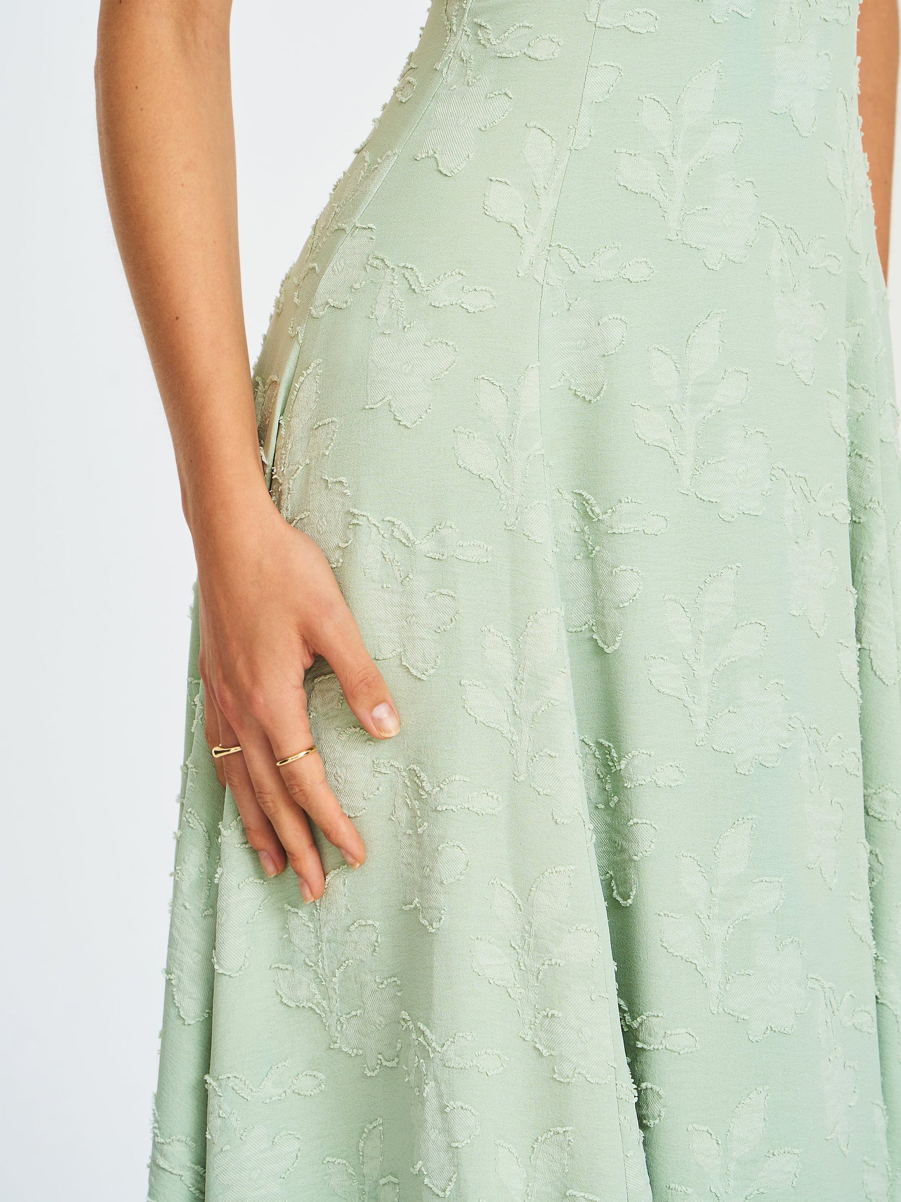 Magda Mint Green Deep V Neck Halter A-line Midi Dress