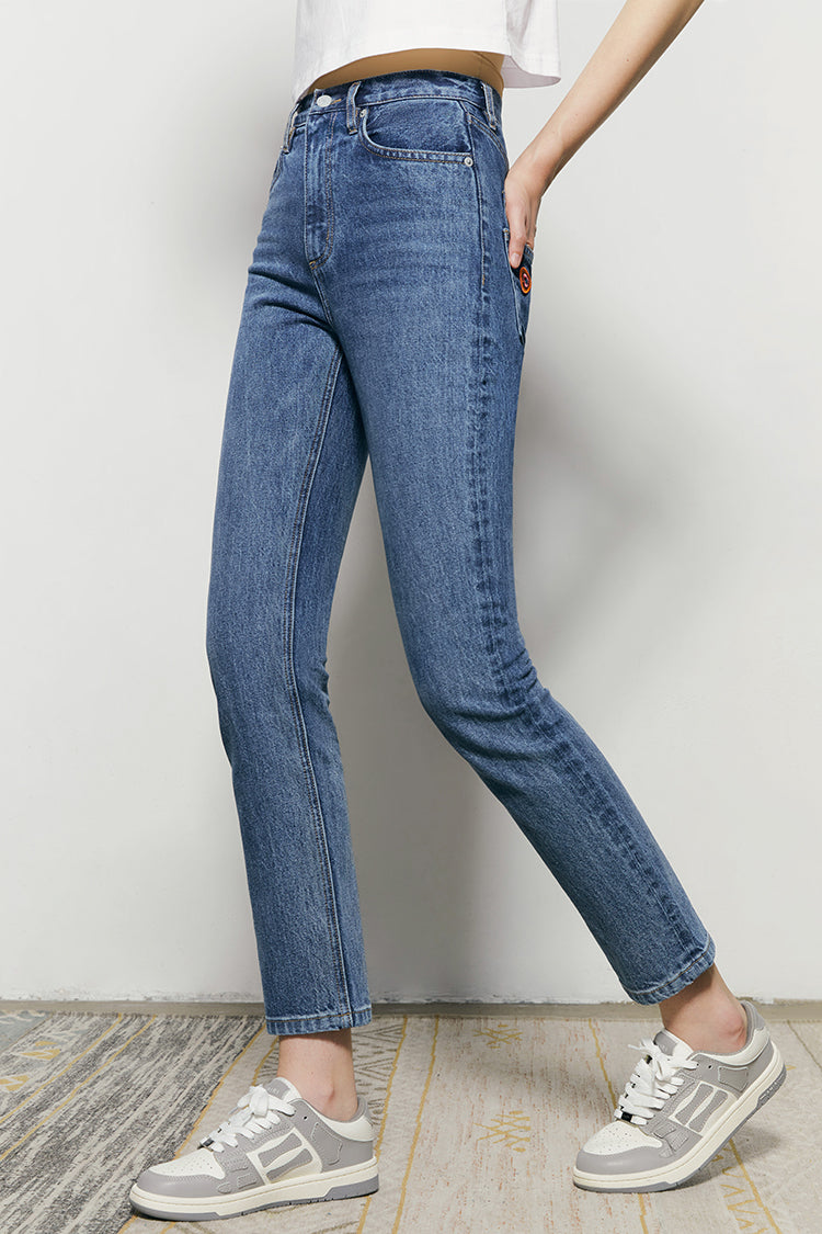 Two Shots High Rise Straight Crop Jeans HJ013 Hey Joanie