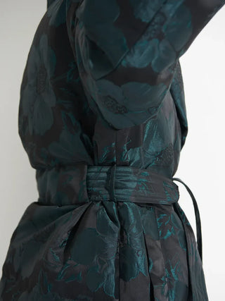 Monochrome Jacquard Down Coat in Vintage Emerald - By Baano